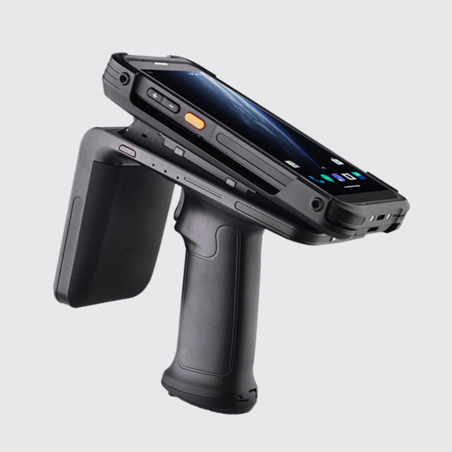 Gearonic Android Full Screen RFID Barcode Scanner, Equipped with 1D/2D/QR SE4710 Zebra Scanner, Android 11 Mobile Computer PDA with Pistol Grip, 5.5" Screen, 4G WiFi GPS Data Scanner for WMS (C66)