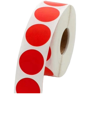 2" Diameter Color-Coded Adhesive Round Dot Inventory Labels | 500 Labels Per Roll x 2 Pack | 1000 Dot Stickers Total | Blue, Green, Red, or Yellow